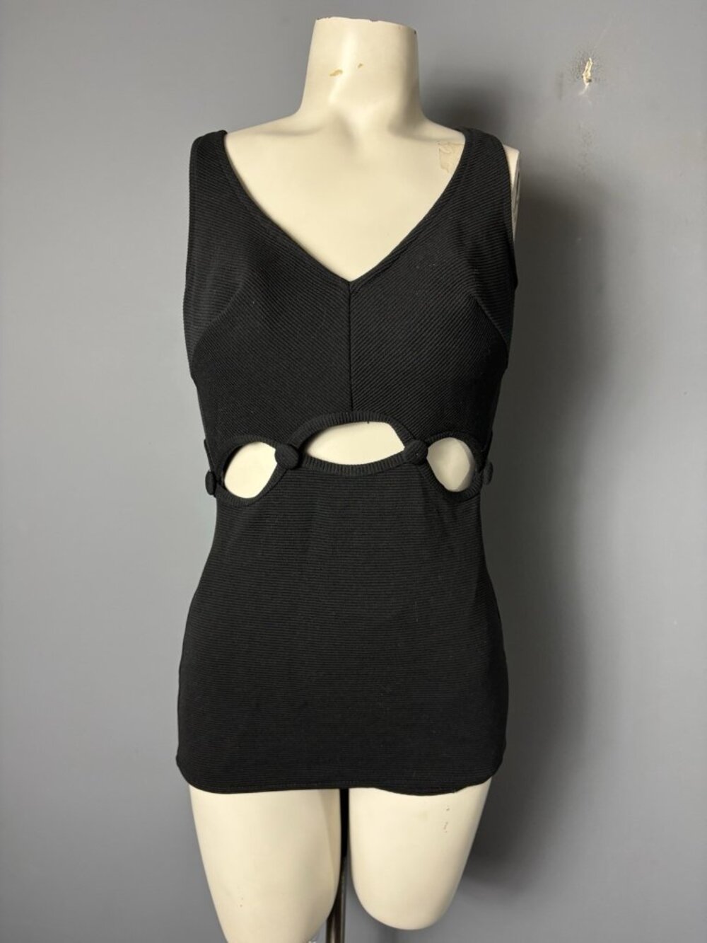 Vintage 60s SEARS Womens XS Black One-Piece Cutout Swimsuit Pinup FLAW READ